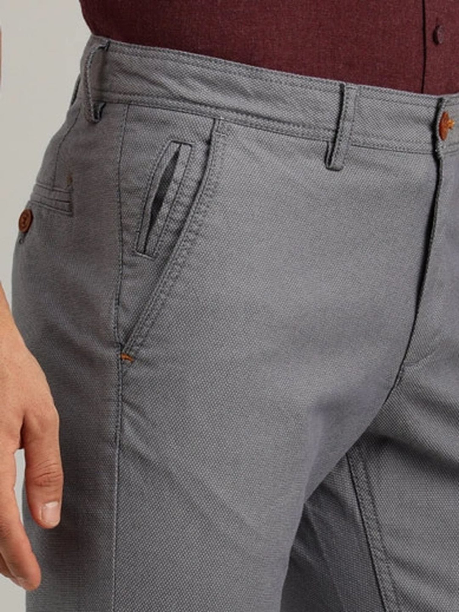 Indian Terrain Grey Slim Fit Trousers
