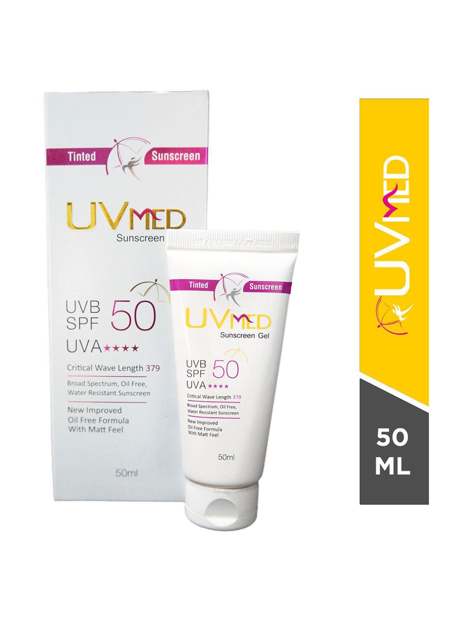 Uvmed Tinted Sunscreen Cream SPF 50 PA+ - Pack of 2 (50 ml Each)