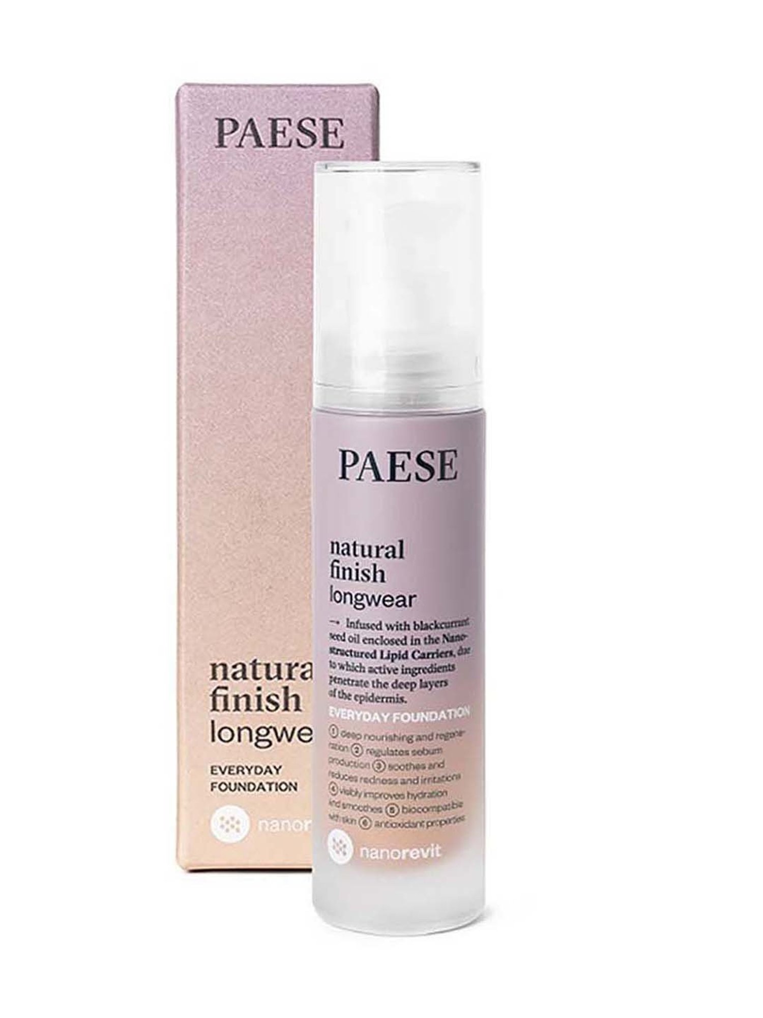 Paese Cosmetics Natural Finish Longwear Foundation 02 Porcelain - 35 ml