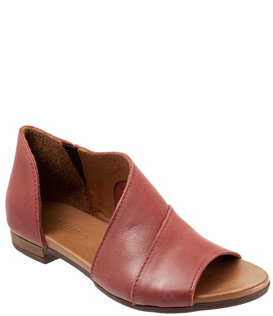 Bueno Tanner Leather Asymmetric Slip Ons