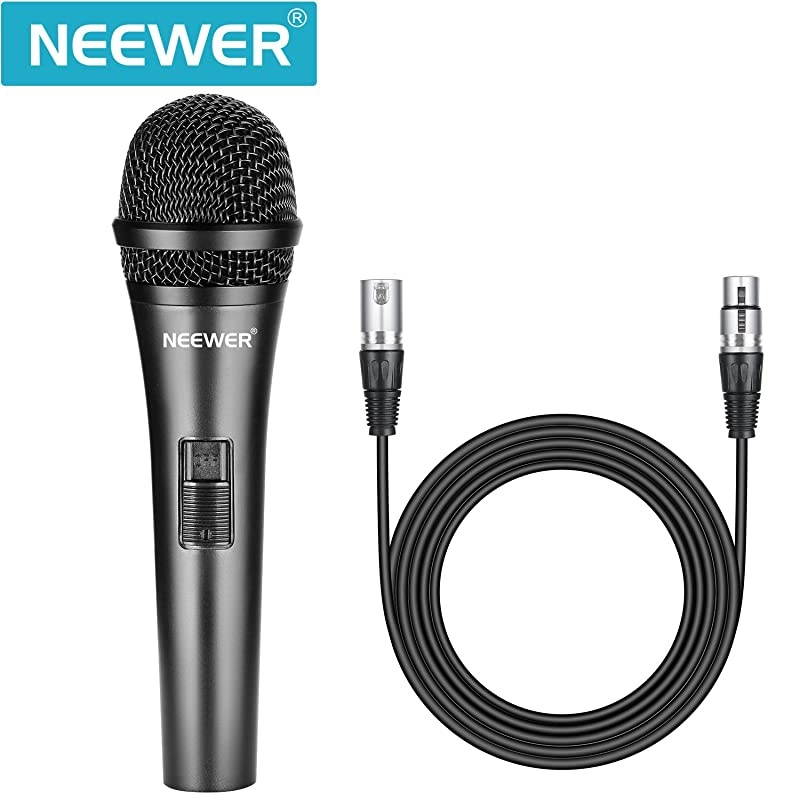 Cardioid Dynamic Microphone with XLR Male to XLR Female Cable Rigid Metal Construction for Professional Musical Instrument Pickup Vocals Broadcasting Speech Black NW040