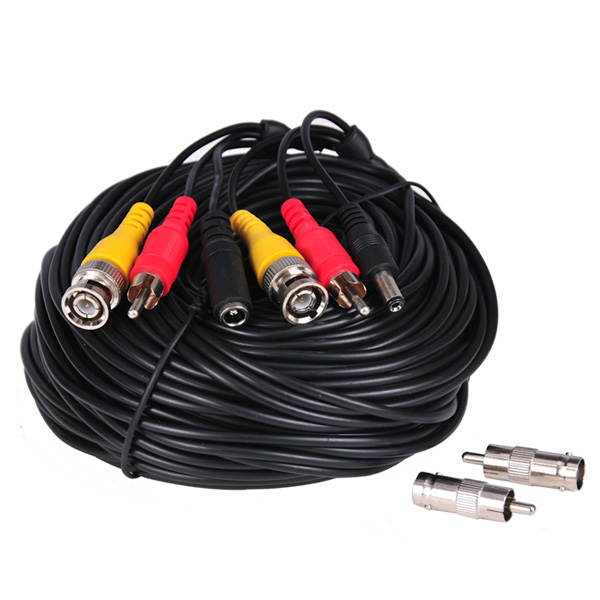 VideoSecu 2x 50ft Audio Video Wire Cord Power Extension Cable with Free BNC/RCA Adapters for CCTV Surveillance Security Camera with Free BNC RCA Connectors b2p