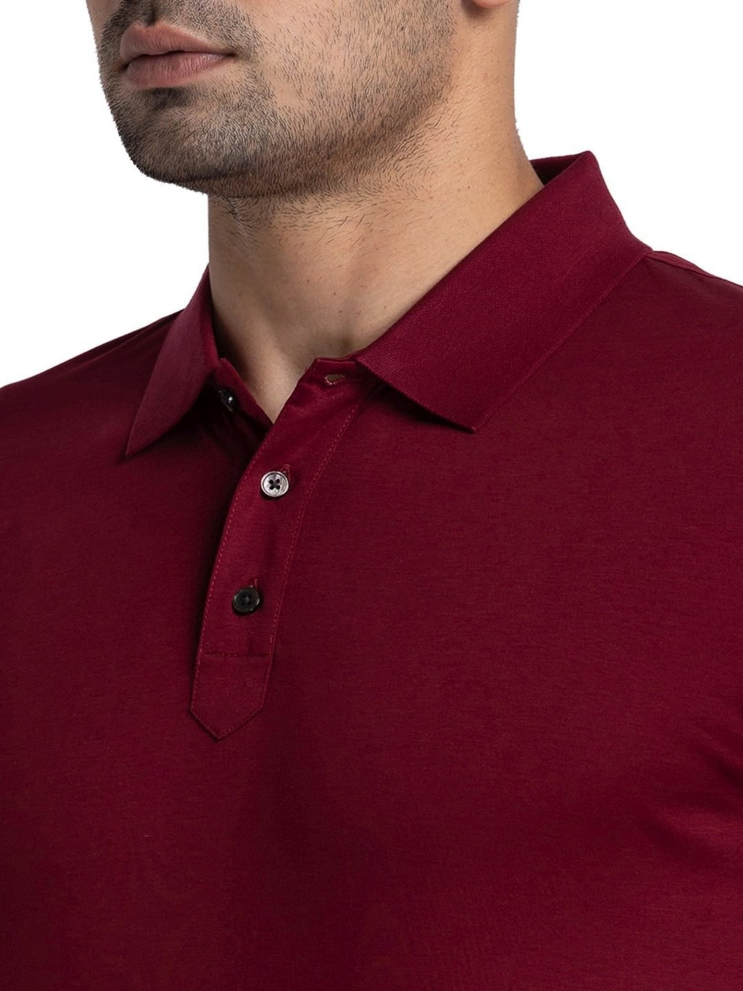 Raymond Maroon Cotton Contemporary Fit Polo T-Shirt