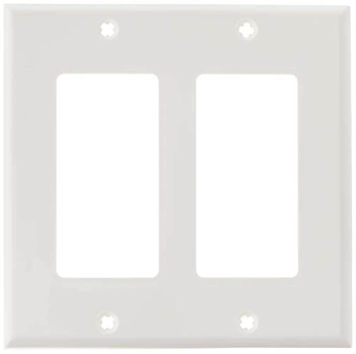 Leviton 80409-NW 2-Gang GFCI Device Decora Wallplate, Standard Size, White, 1 Pack