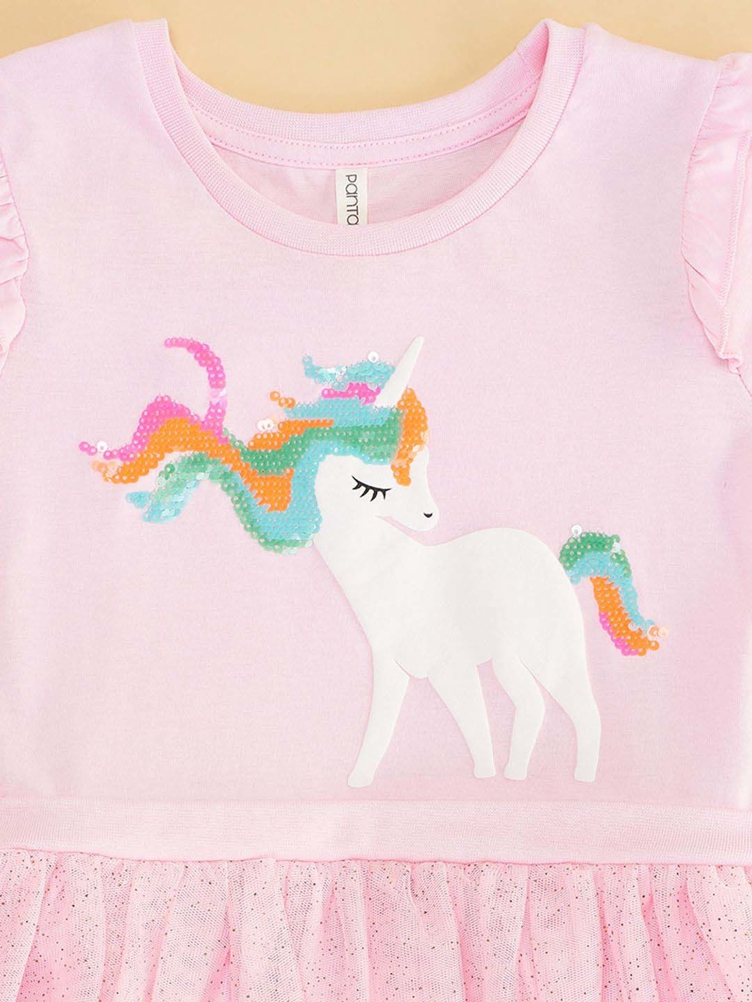 Pantaloons Junior Pink Cotton Embellished Dress