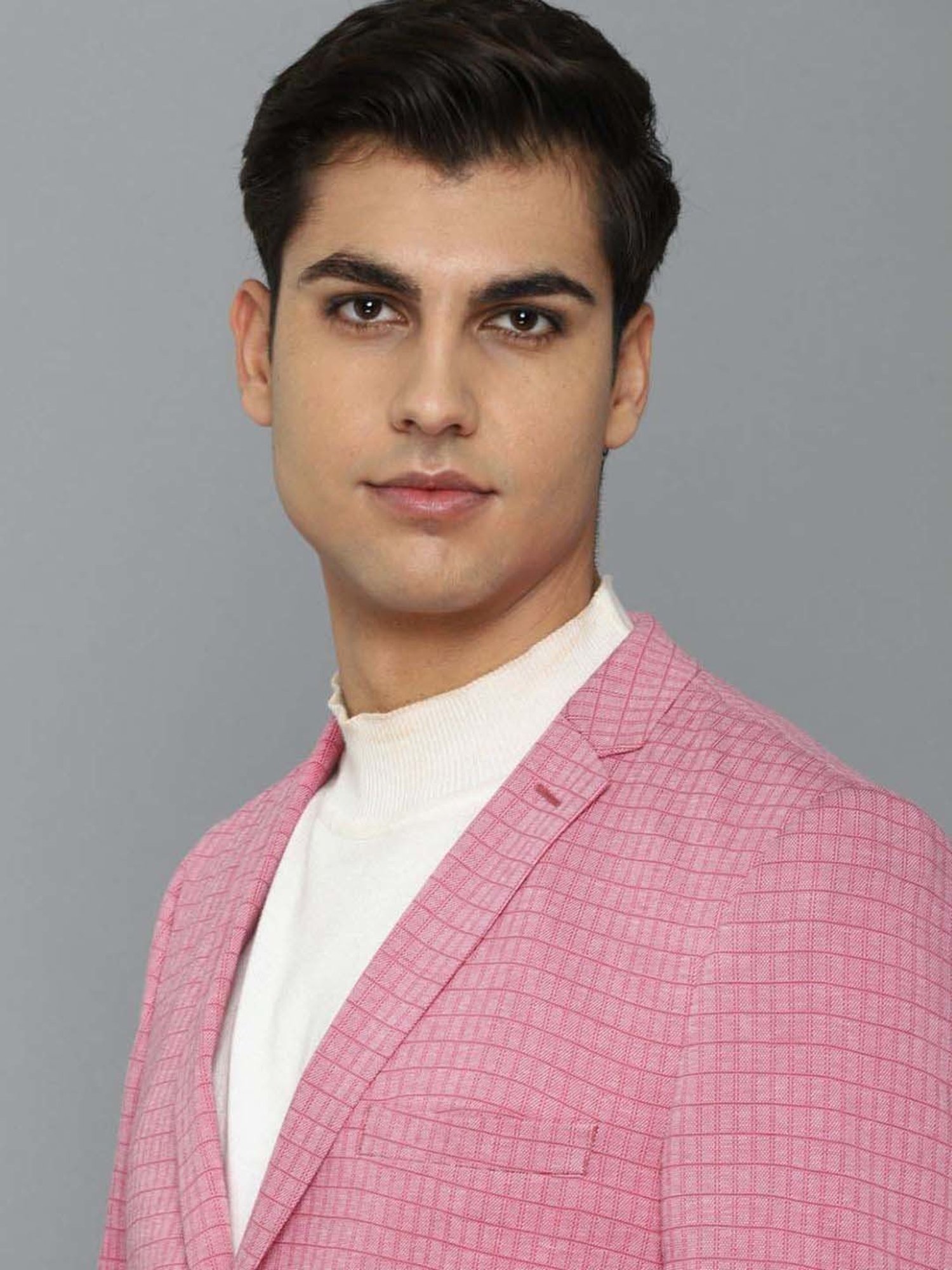 Louis Philippe Sport Pink Cotton Slim Fit Self Pattern Blazer