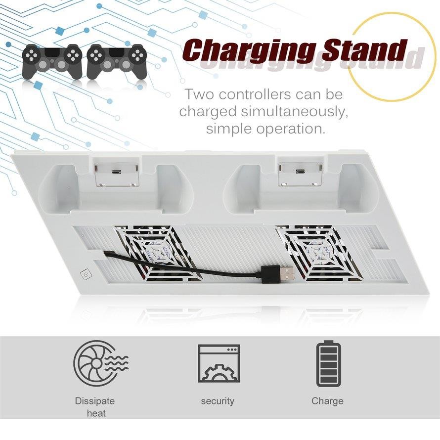 YH10 Multifunctional Vertical Stand Cooling Fan Dual Charging Station for PS4