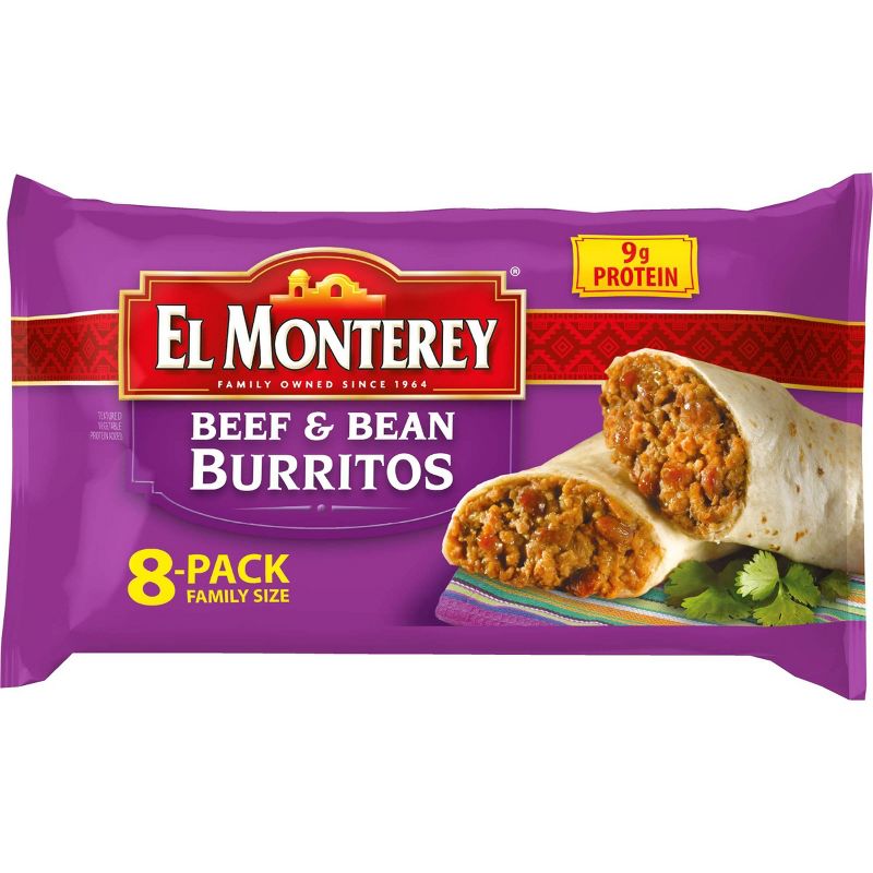 El Monterey Family Pack Beef & Bean Frozen Burritos - 8ct