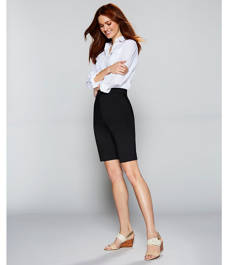 Investments Olivia Machine Washable Point Collar Neck Long Sleeve Button-Front Roll-Tab Utility Blouse