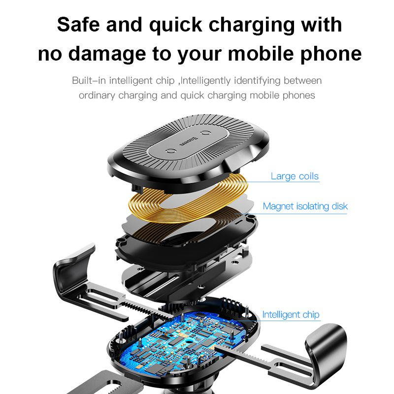 Baseus 2 in1 Qi Wireless Car Charger for iPhone XS Max Samsung S8 Quick Wireless Charging Charger Car Mount Mobile Phone Holder