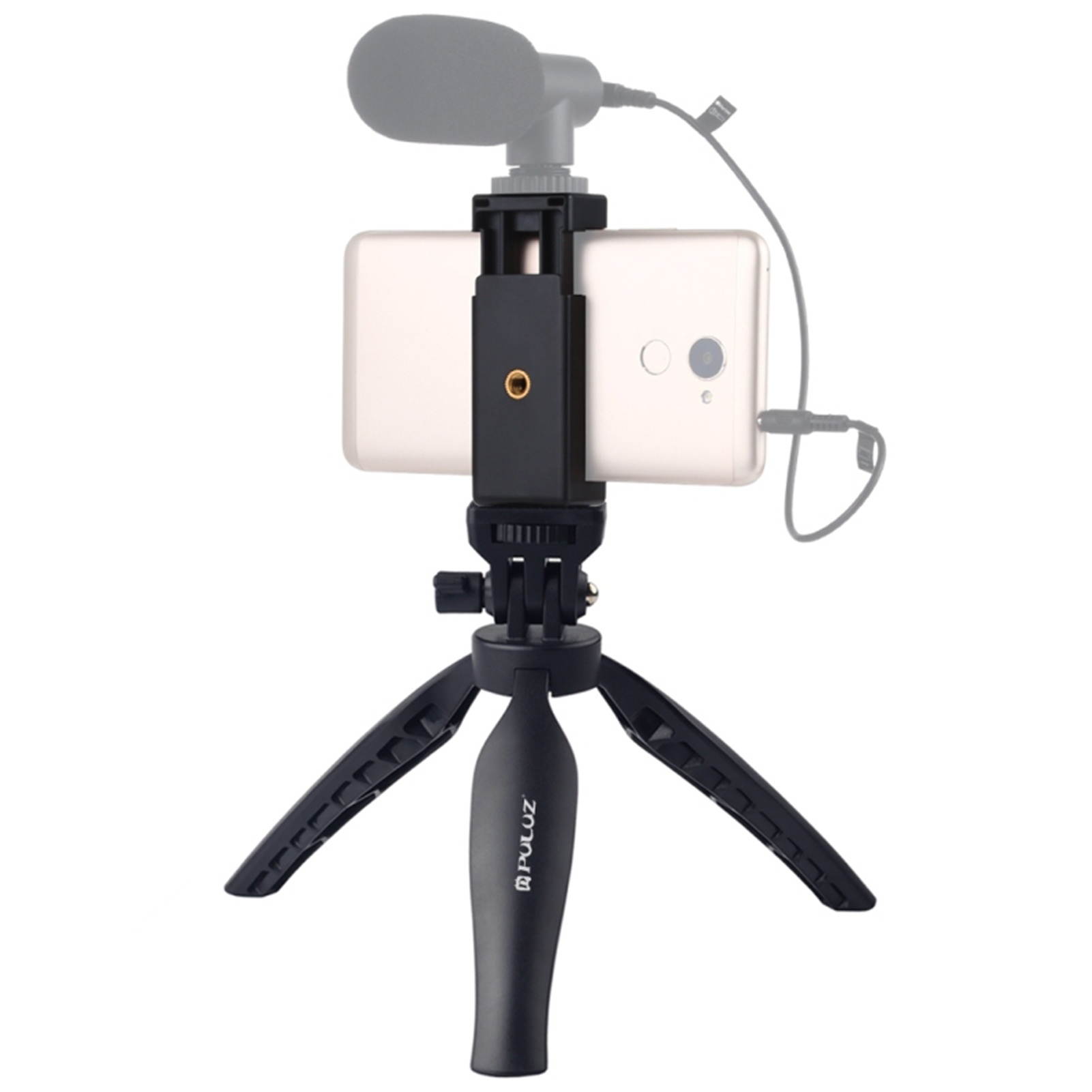PULUZ Desk Plastic Tripod Mount with Phone Clamp & Adjusting Tripod Head for Mobile Phone Active Cameras