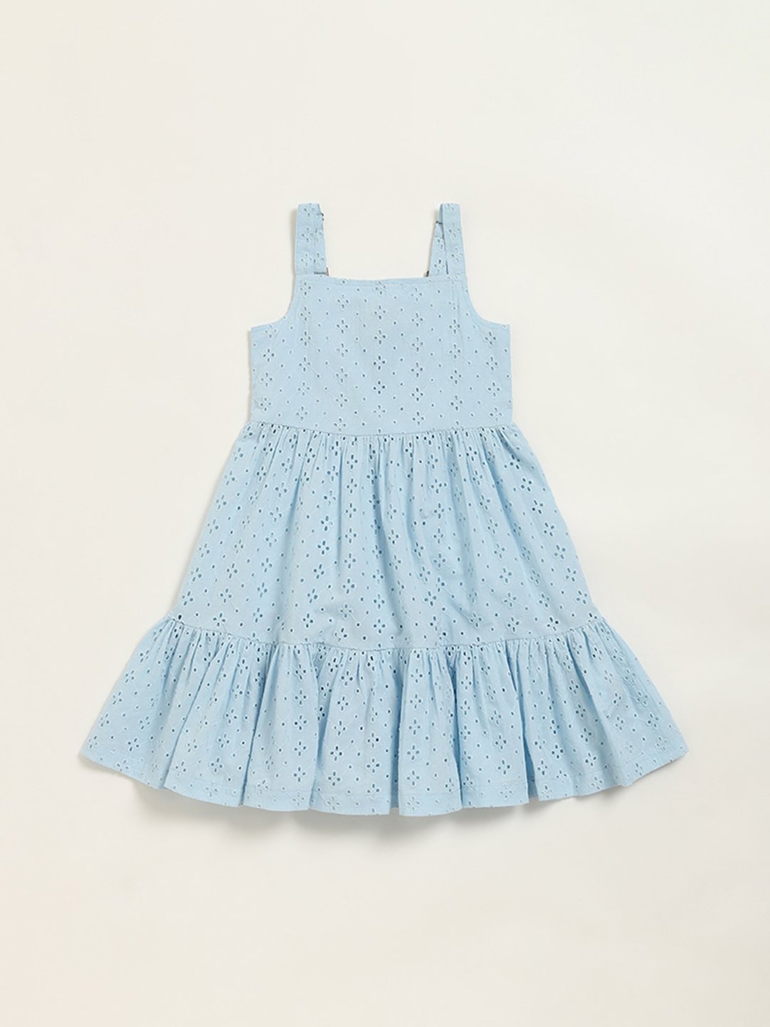 Utsa Kids by Westside Blue Schiffli Tiered Dress