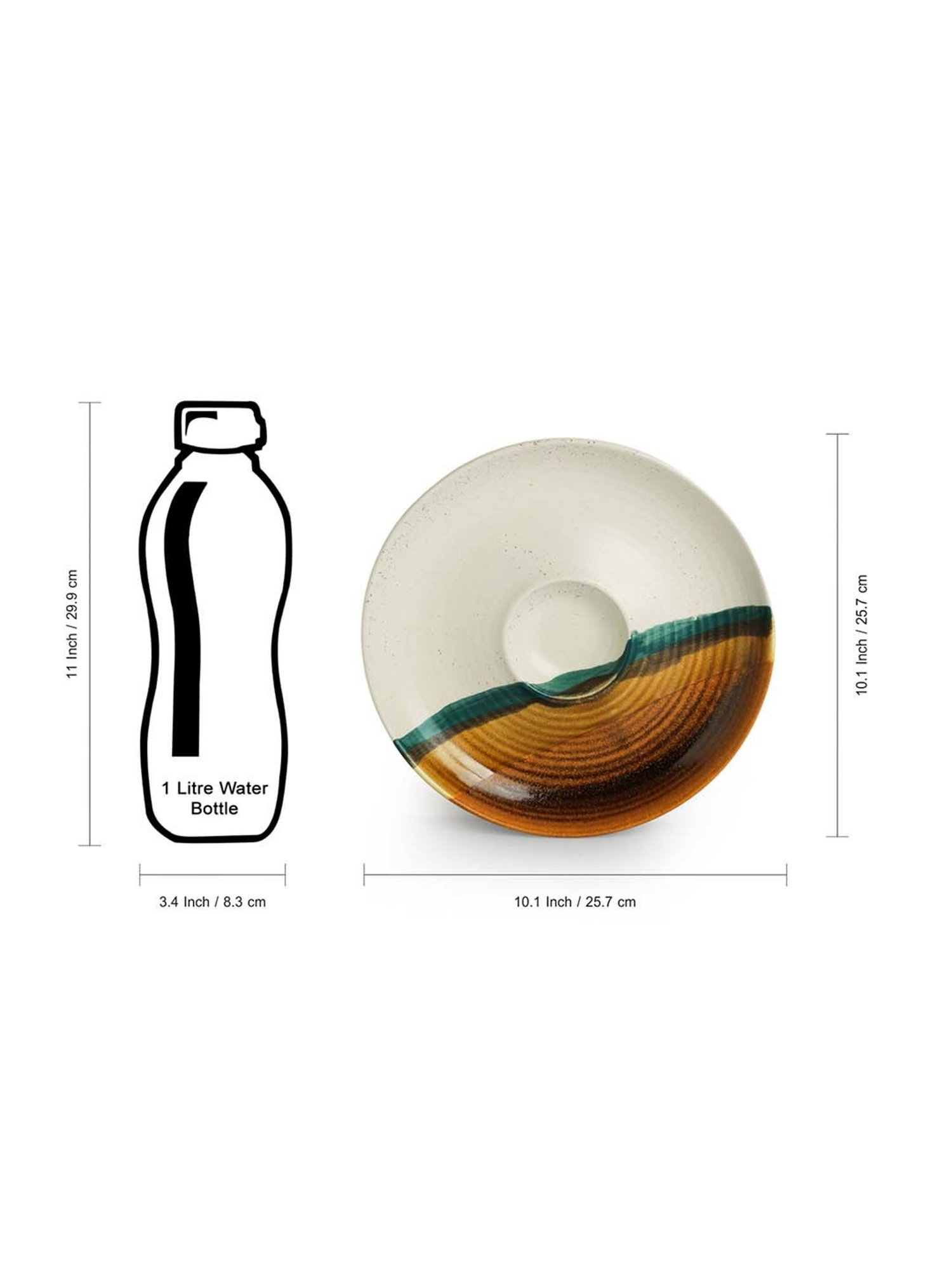 ExclusiveLane Zen Garden Brown & Green Ceramic Hand Glazed Dip Serving Platter (0.04 L)