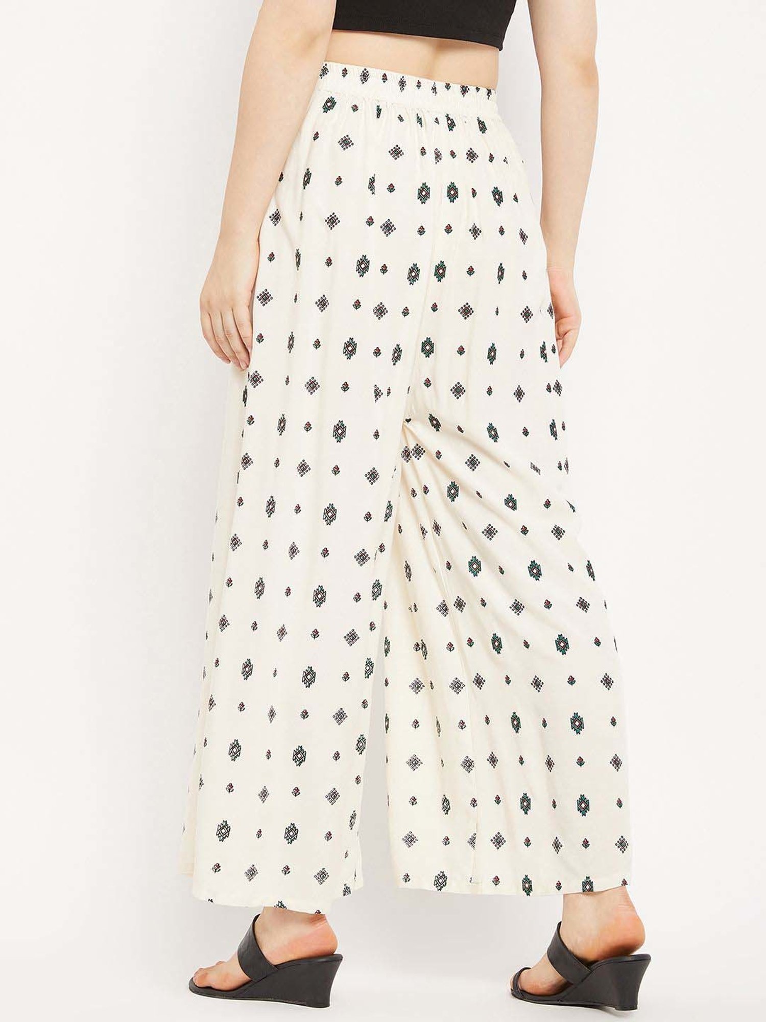 Castle Off-White Printed Palazzos