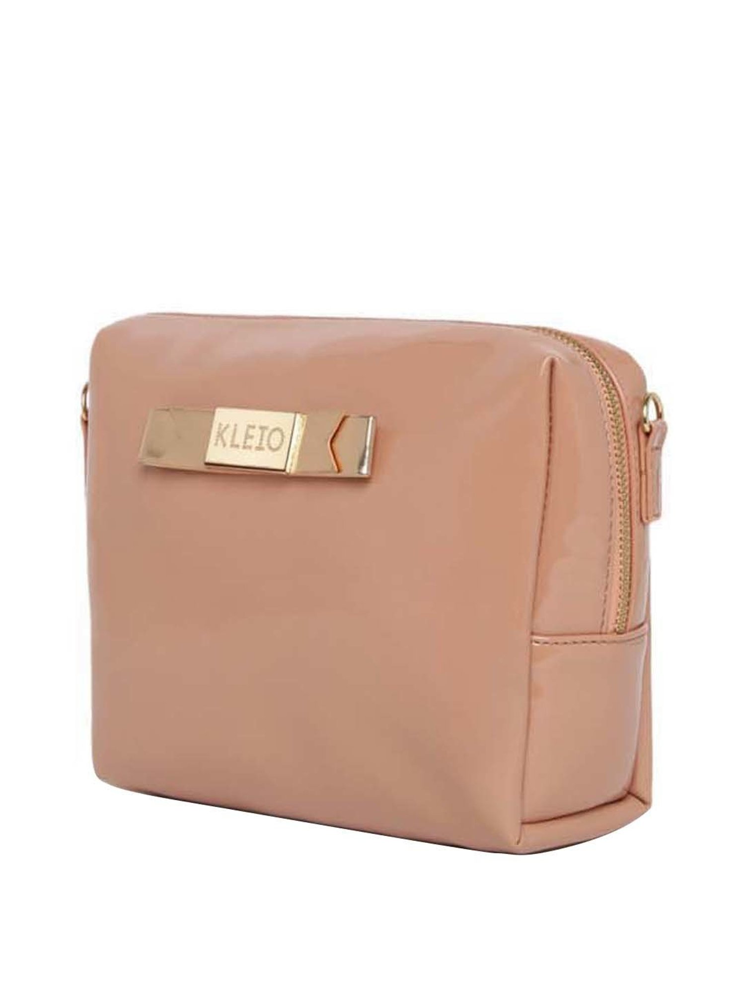 KLEIO Peach Solid Medium Sling Handbag