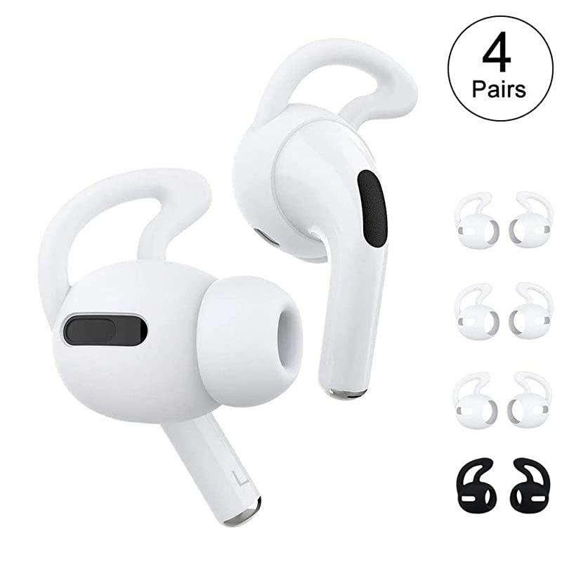 Ear Hooks for Airpods Pro,  Earphone Cover Compatible with Apple AirPods Pro - 3 Pairs White+1 Pair Black (for Airpods Pro Only)