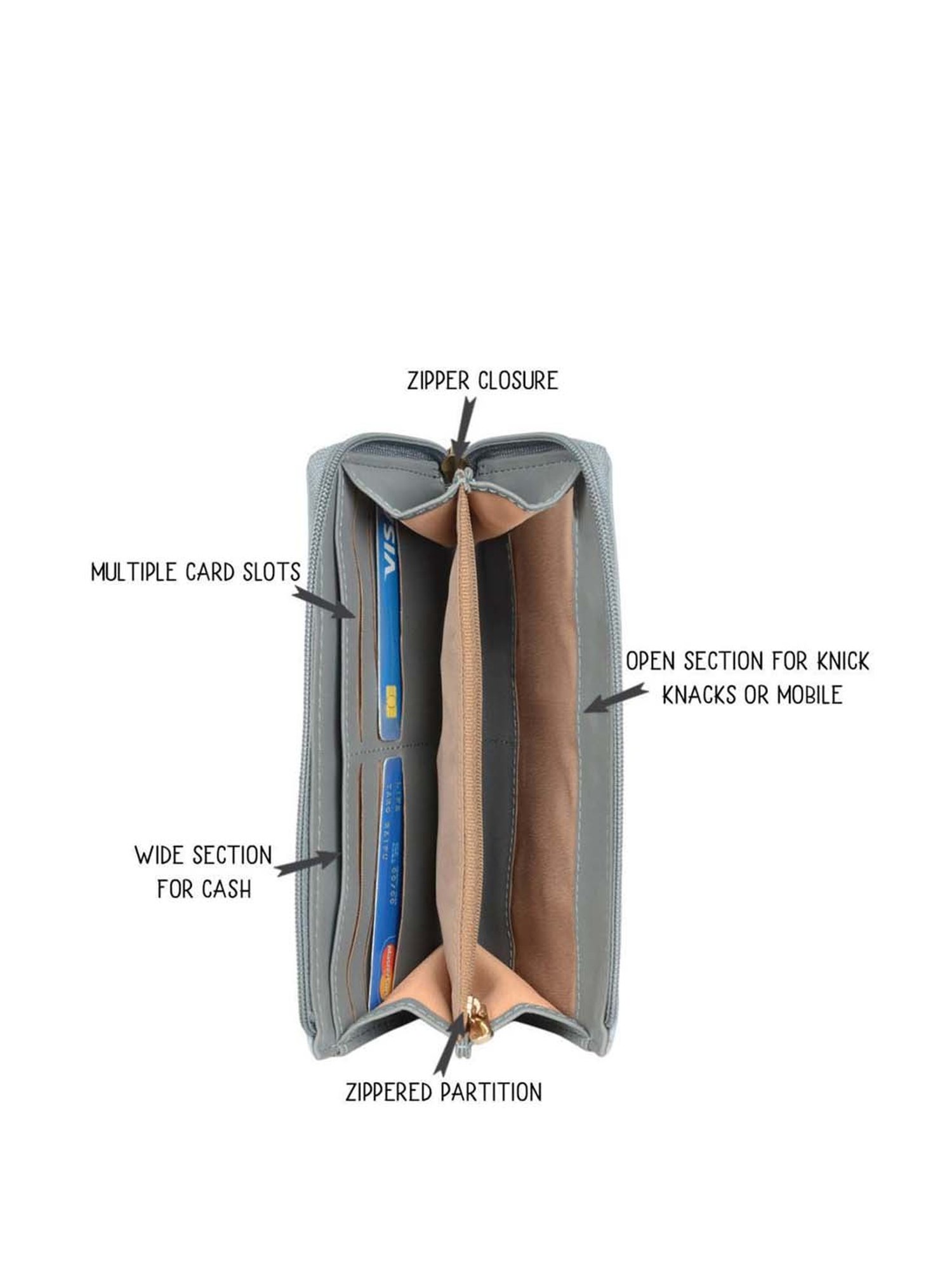 Baggit Blue Textured Zip Around Wallet for Women