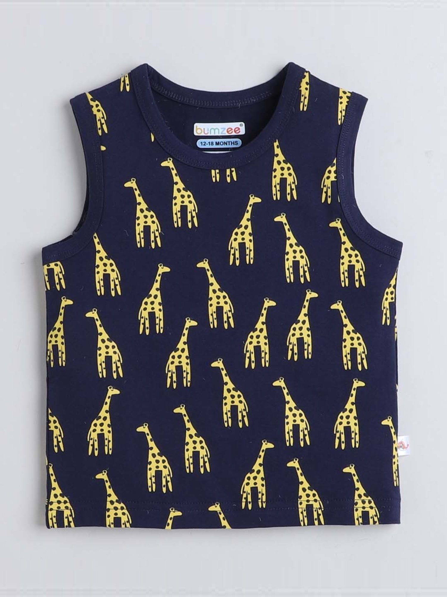 Bumzee Kids Navy & Yellow Cotton Printed T-Shirt Set