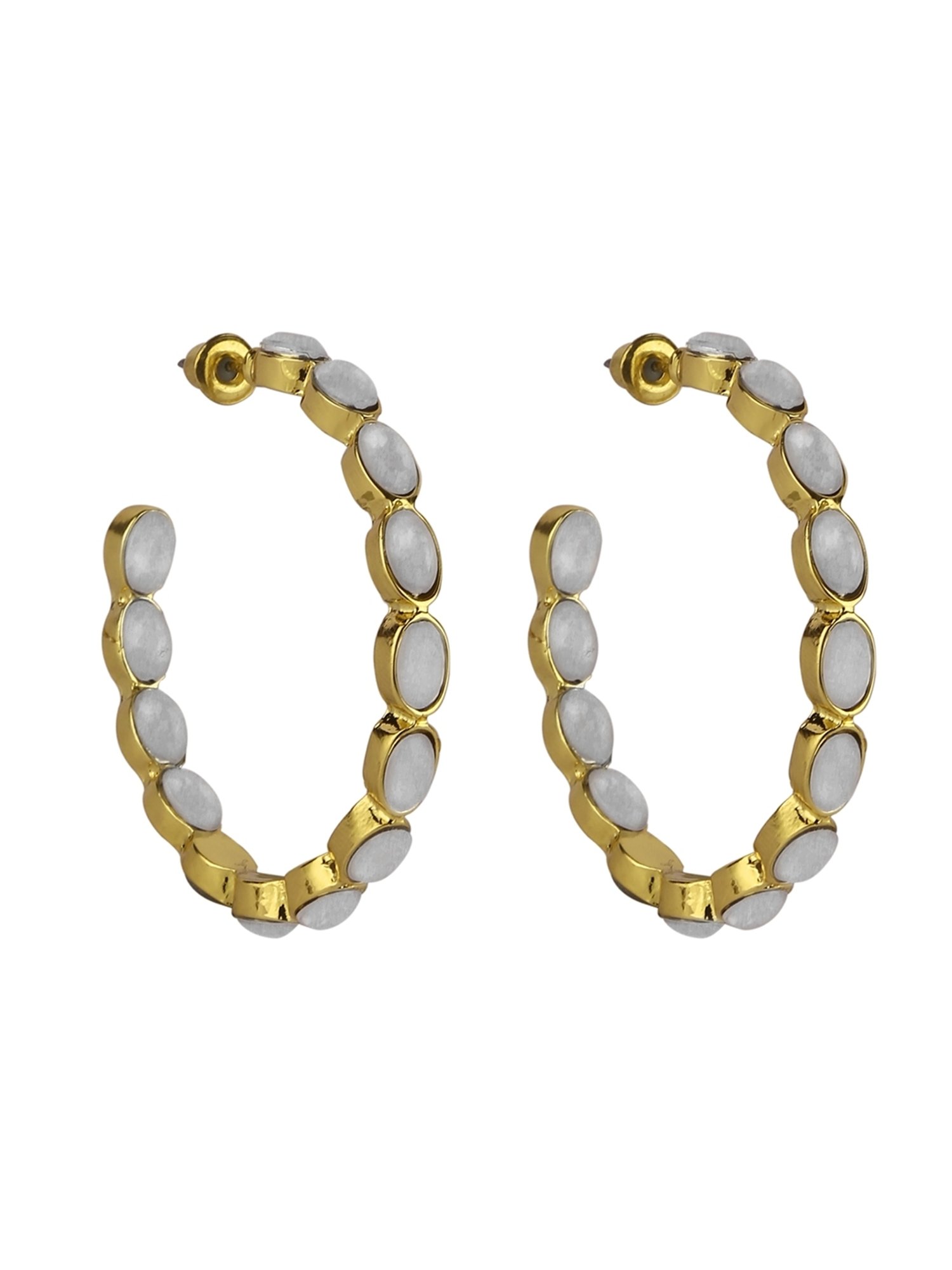 Lilly & Sparkle Gold-Toned Stone Embellished Hoop Earrings