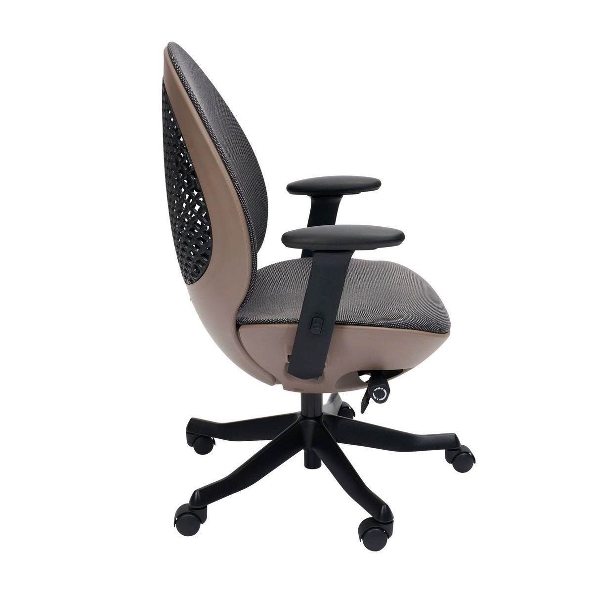 Techni Mobili Deco LUX Executive Office Chair with Aluminum Base and Non-Marking Caster Wheels, Mesh Task Chair with 3D Padded Armrests, Taupe