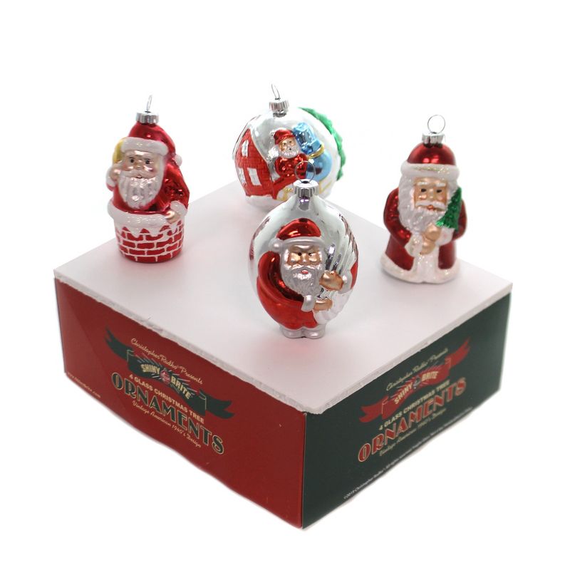 Shiny Brite 3.5" Hs Santa Figures Holiday Splendor Ornament  -  Tree Ornaments