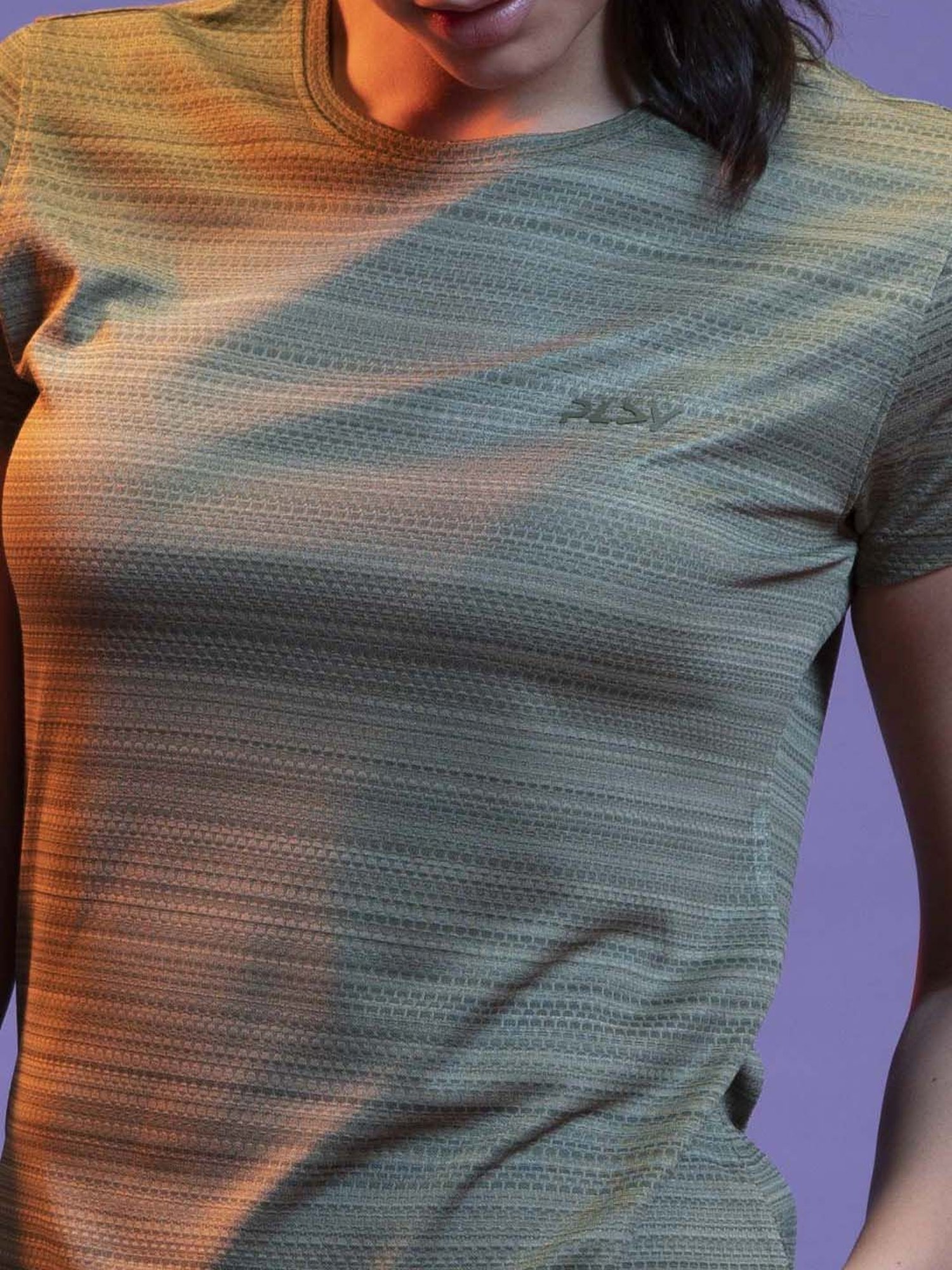 Lyra Green Self Pattern Sports T-Shirt