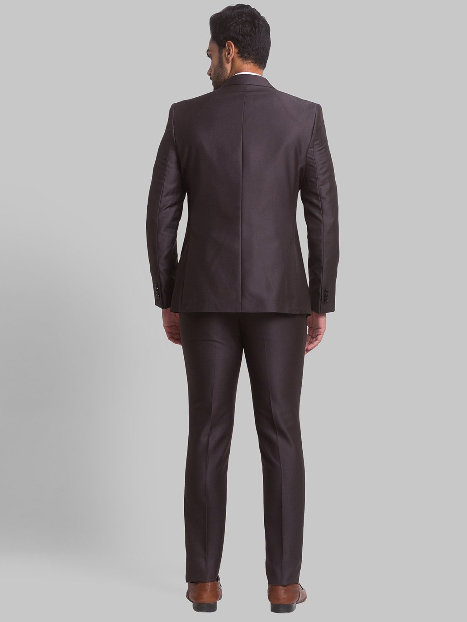 Parx Grey Regular Fit Three Piece Suit