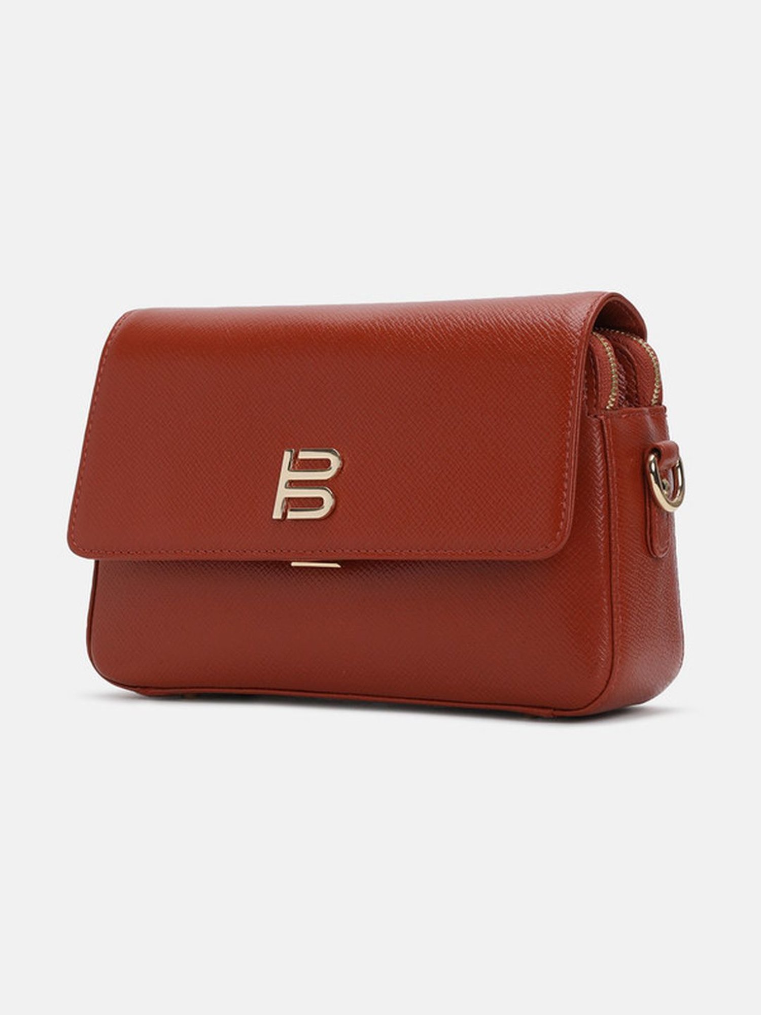 BAGATT Brown Leather Solid Sling Handbag