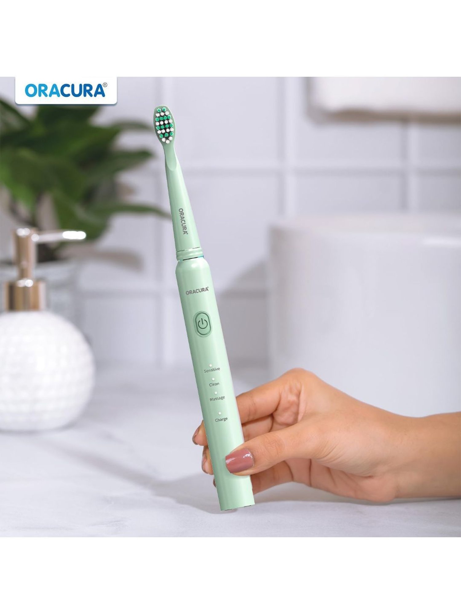 Oracura SB200 Sonic Lite Electric Rechargeable Toothbrush (Green)