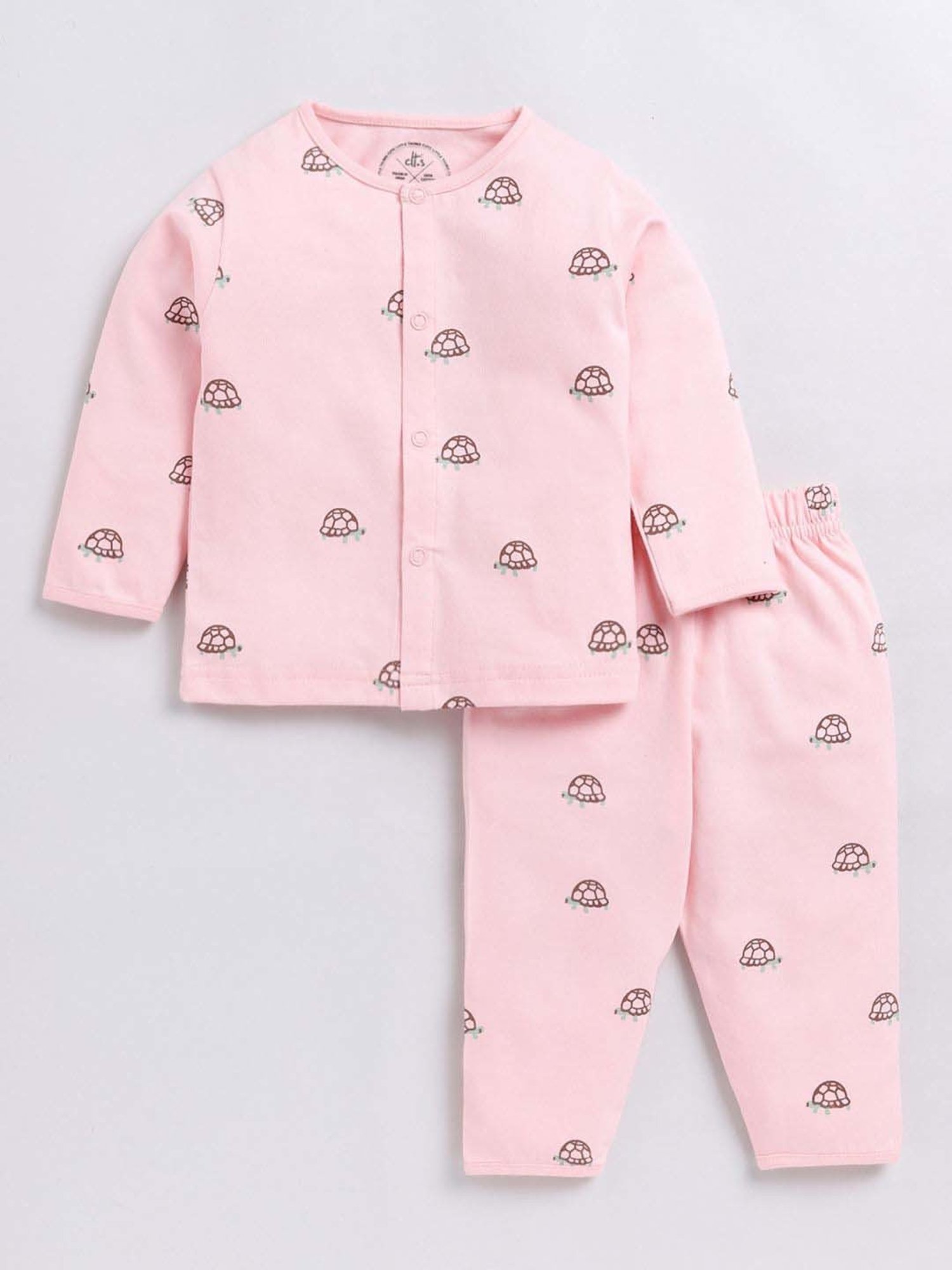 Clt.s Boys Pink Cotton Printed Full Sleeves Top Set