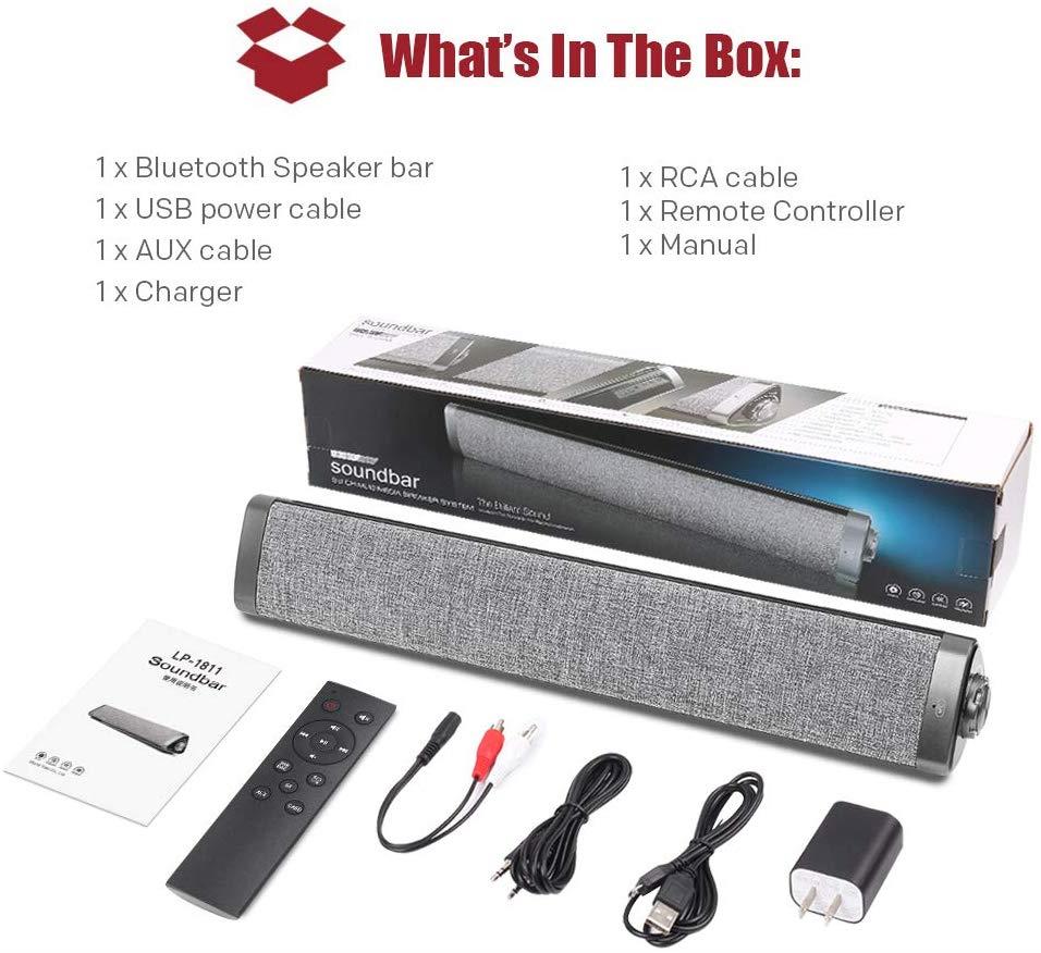 Sanwo Bluetooth Sound Bar Wired and Wireless Home Theater TV Triangle Speaker Bar with Remote Control,TF Card- Surround Sound Bar for TV/PC/Phones/Tablets, 2 X 5W Compact Sound Bar 2.0 Channel