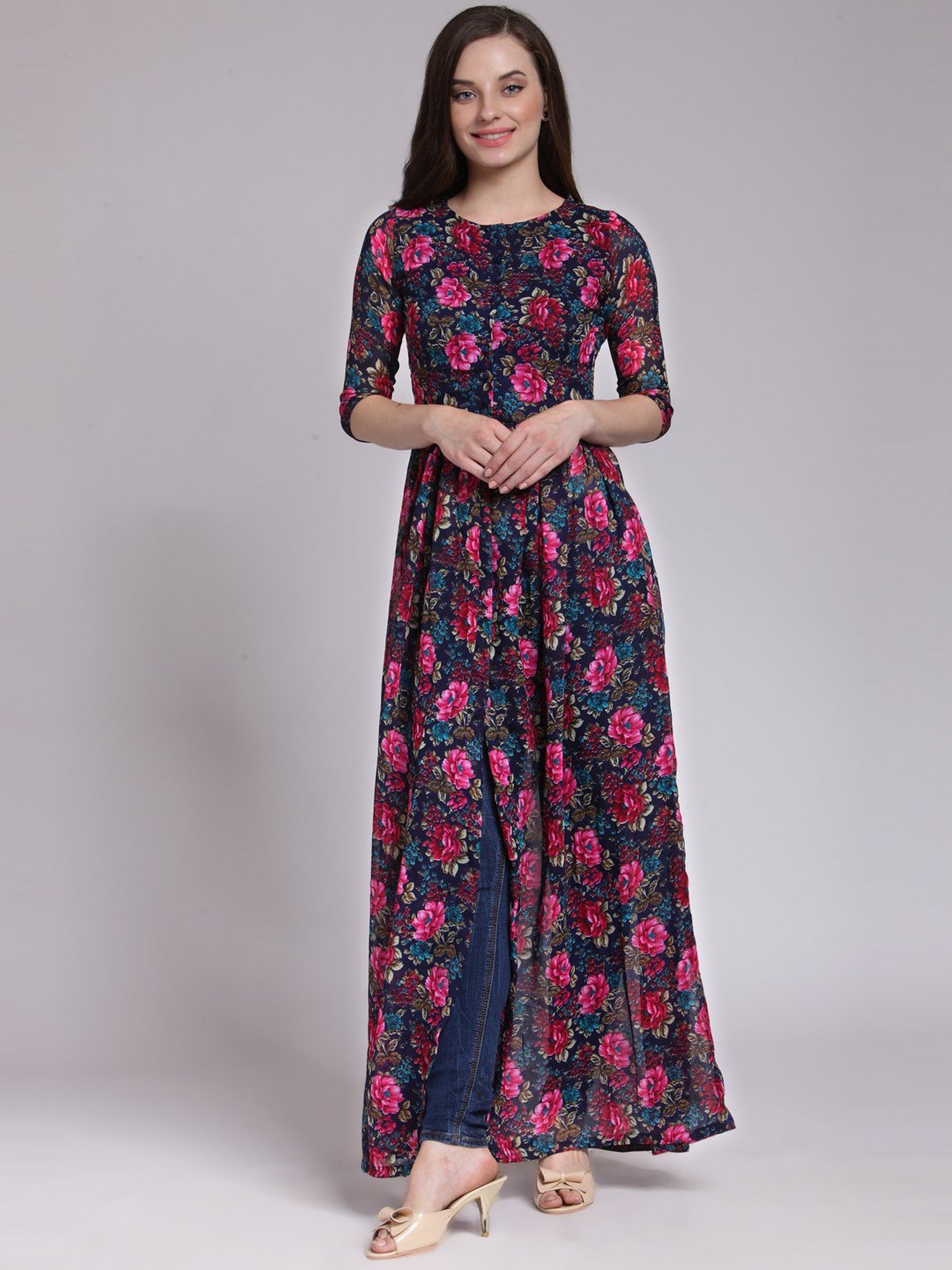 Cation Navy Floral Print Tunic