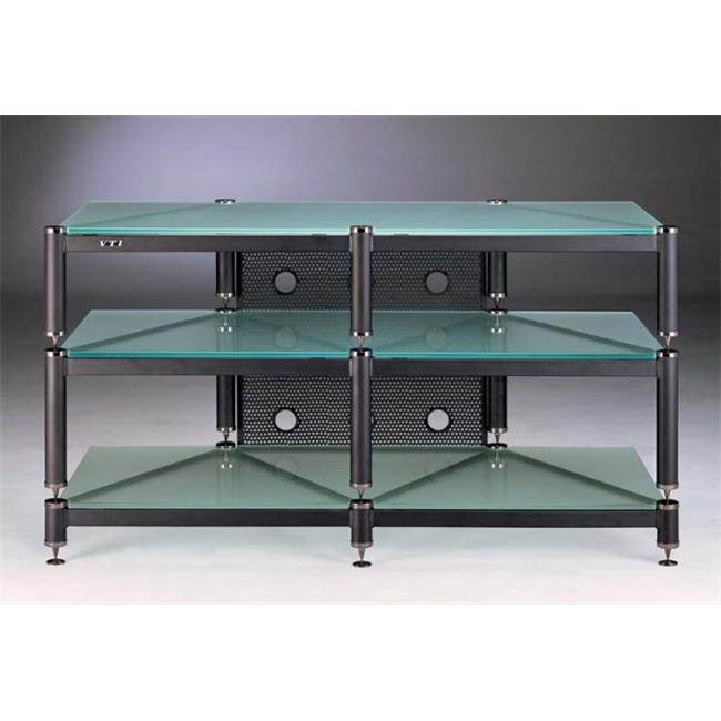 VTI Manufacturing BLG503BF-02 5 Black Capspike Black Poles 1 Frosted Glass 7 in. Additional Shelf