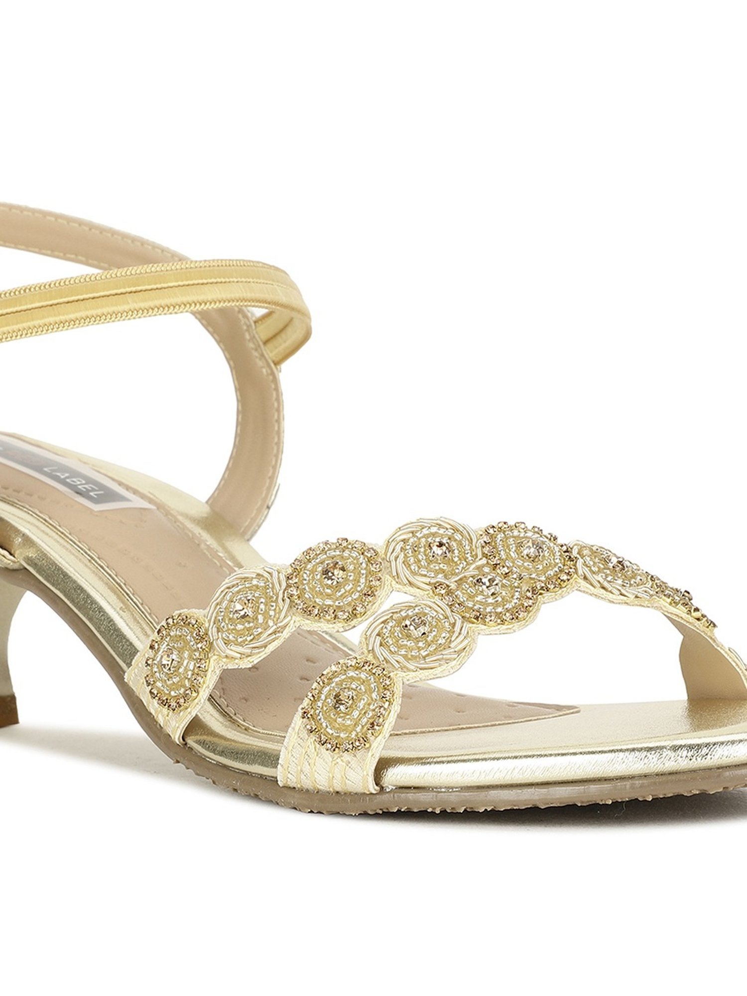 Bata Women's PEACHE 23 Gold Ankle Strap Sandals