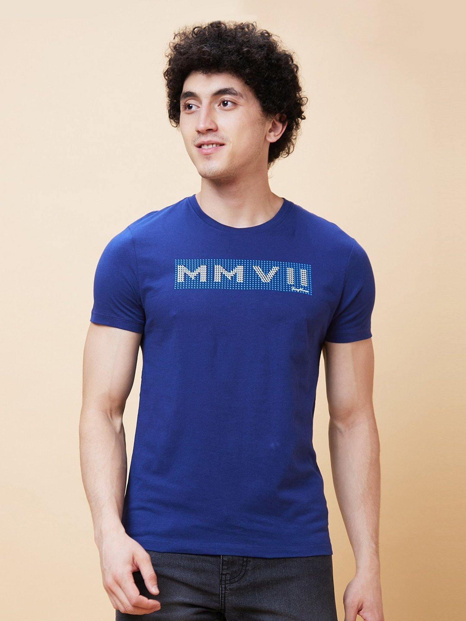 Being Human Navy Regular Fit Printed T-Shirt