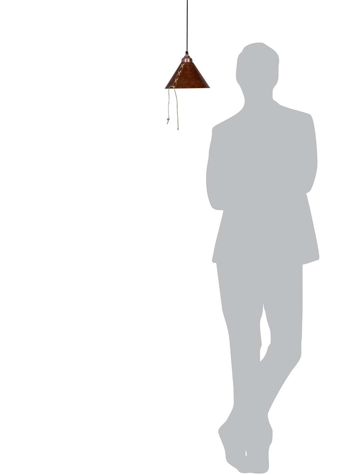 Fos Lighting Conical Brown Leather Hanging Pendant Light - Set of 1