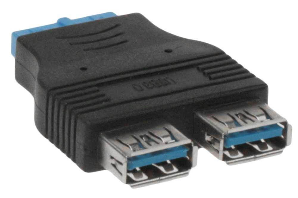 SF Cable 2 ports USB 3.0 A Female to Motherboard 20-Pin Adapter