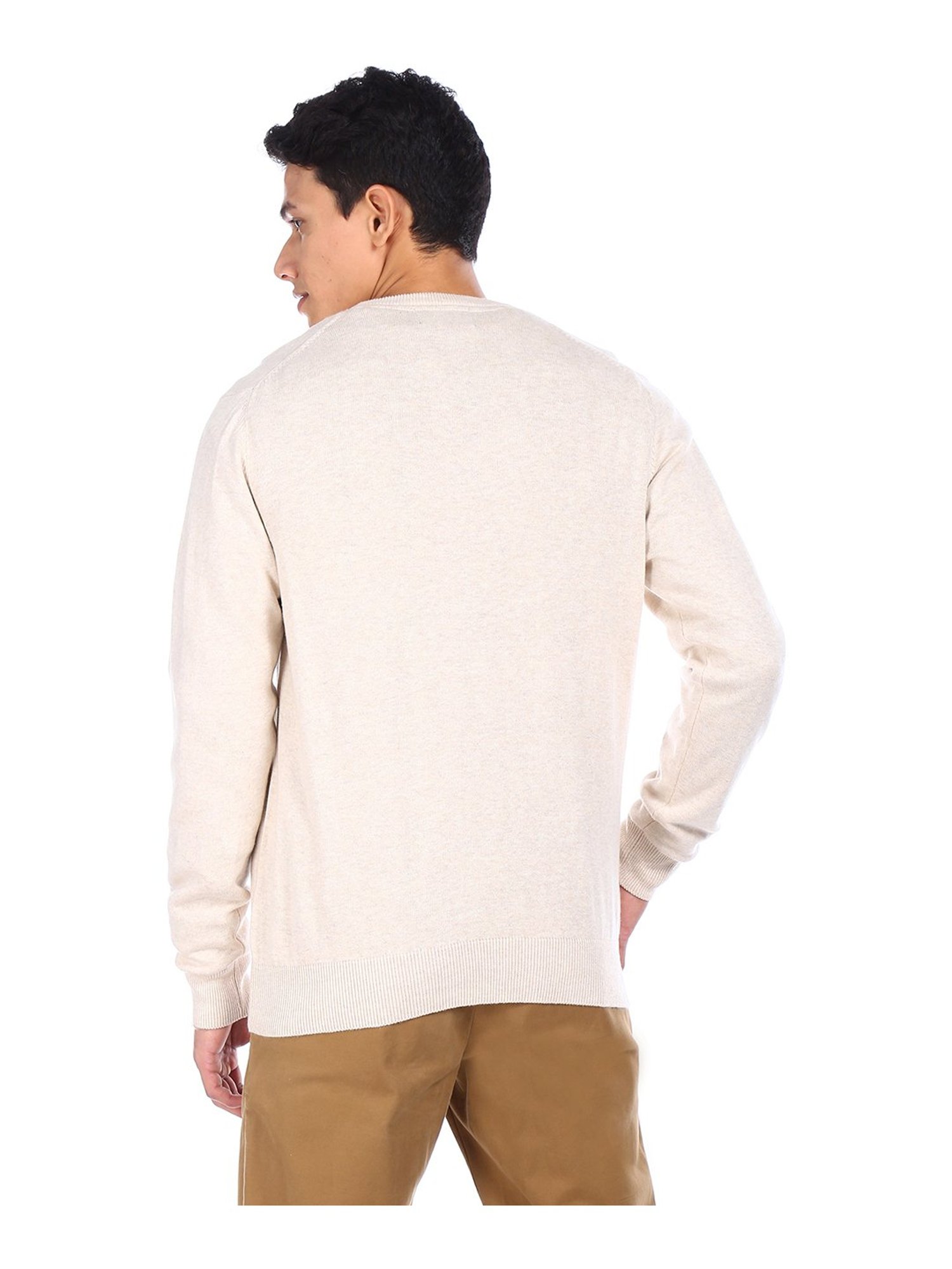 U.S. Polo Assn. Cream Round Neck Sweater