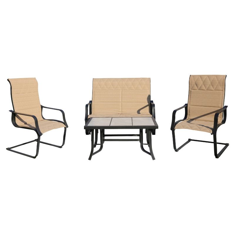 4pc Conversation Steel Patio Seating Sets Cream - Lokatse