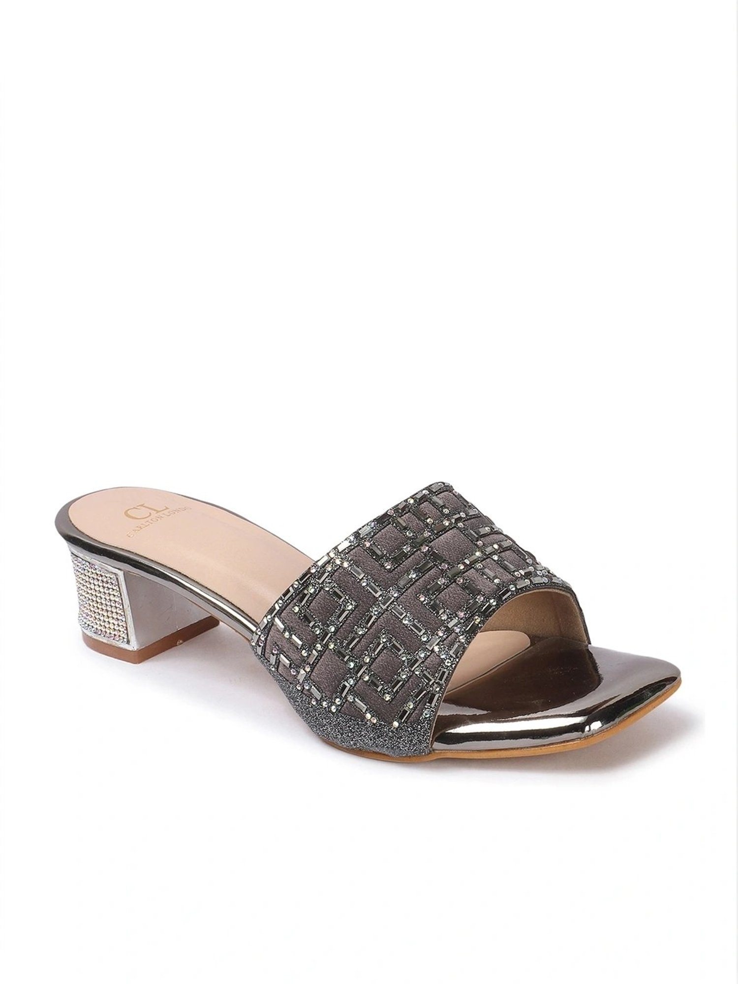 Carlton London Women's Gun Metal Ethnic Sandals