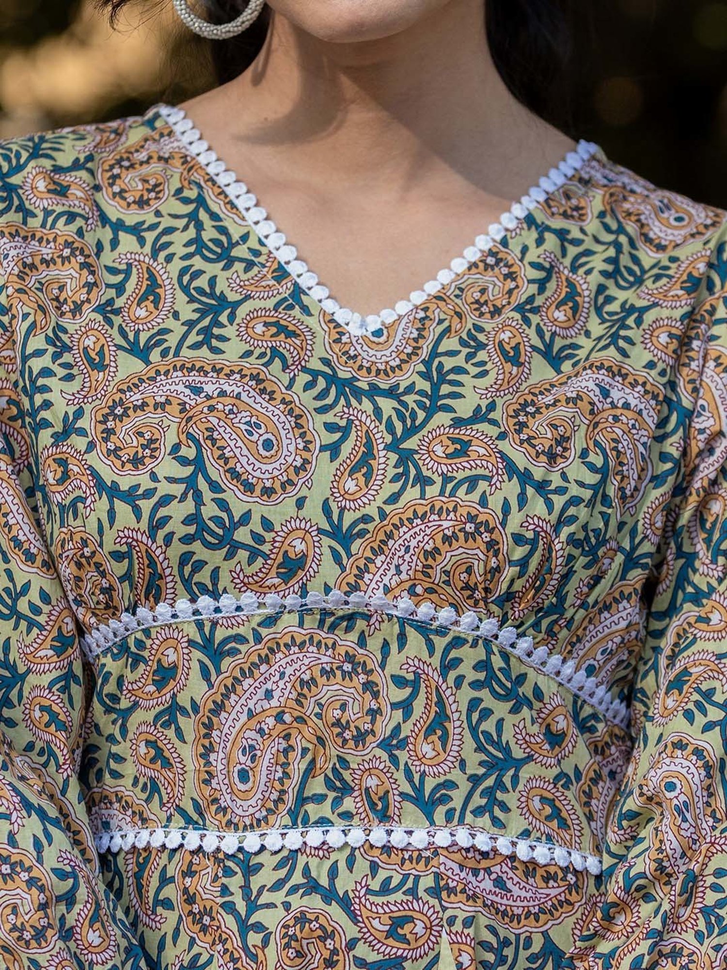 Yufta Green Printed Ethnic Dresses