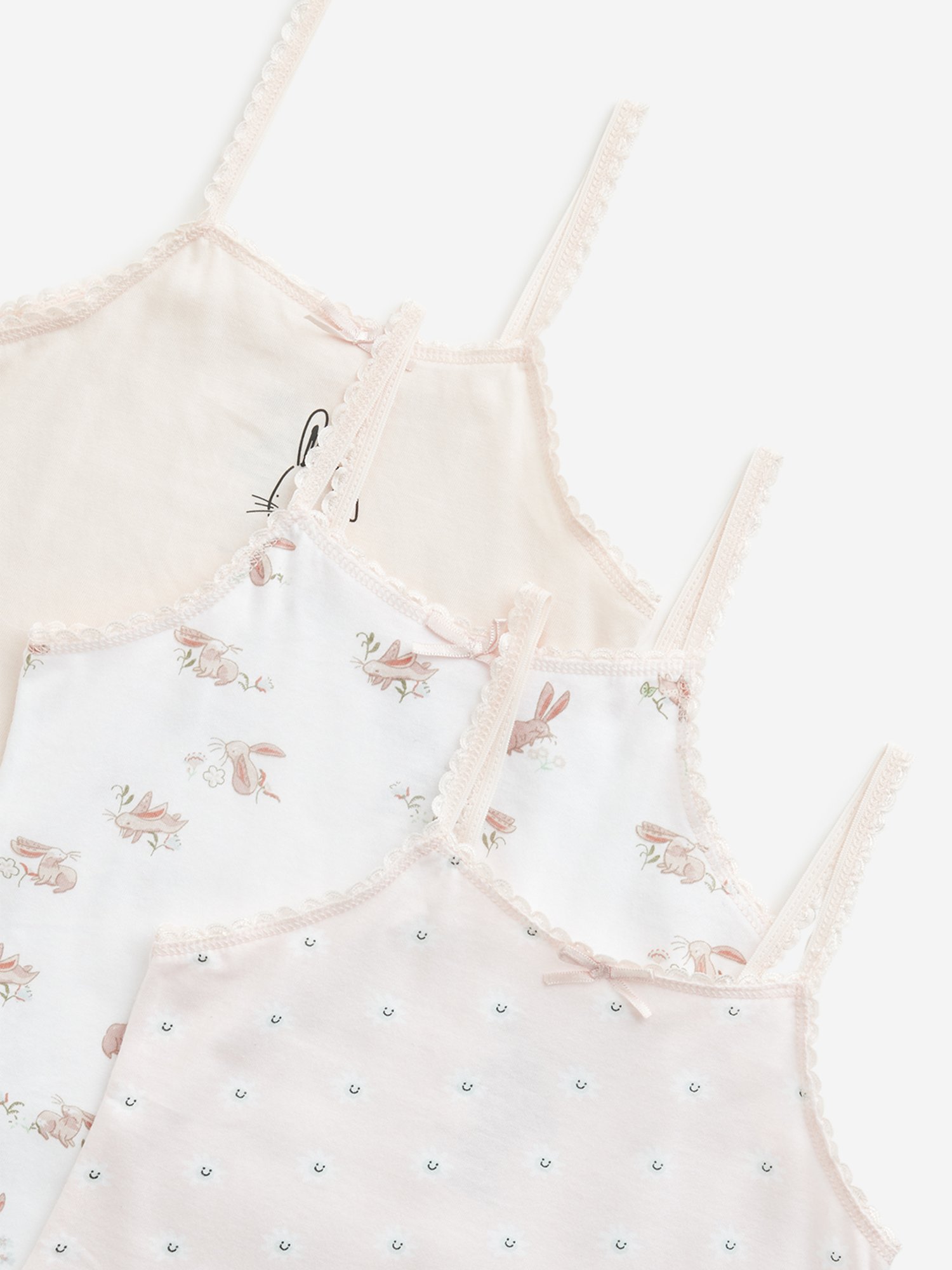 HOP Kids by Westside Light Pink Printed Cotton Camisoles - Pack of 3