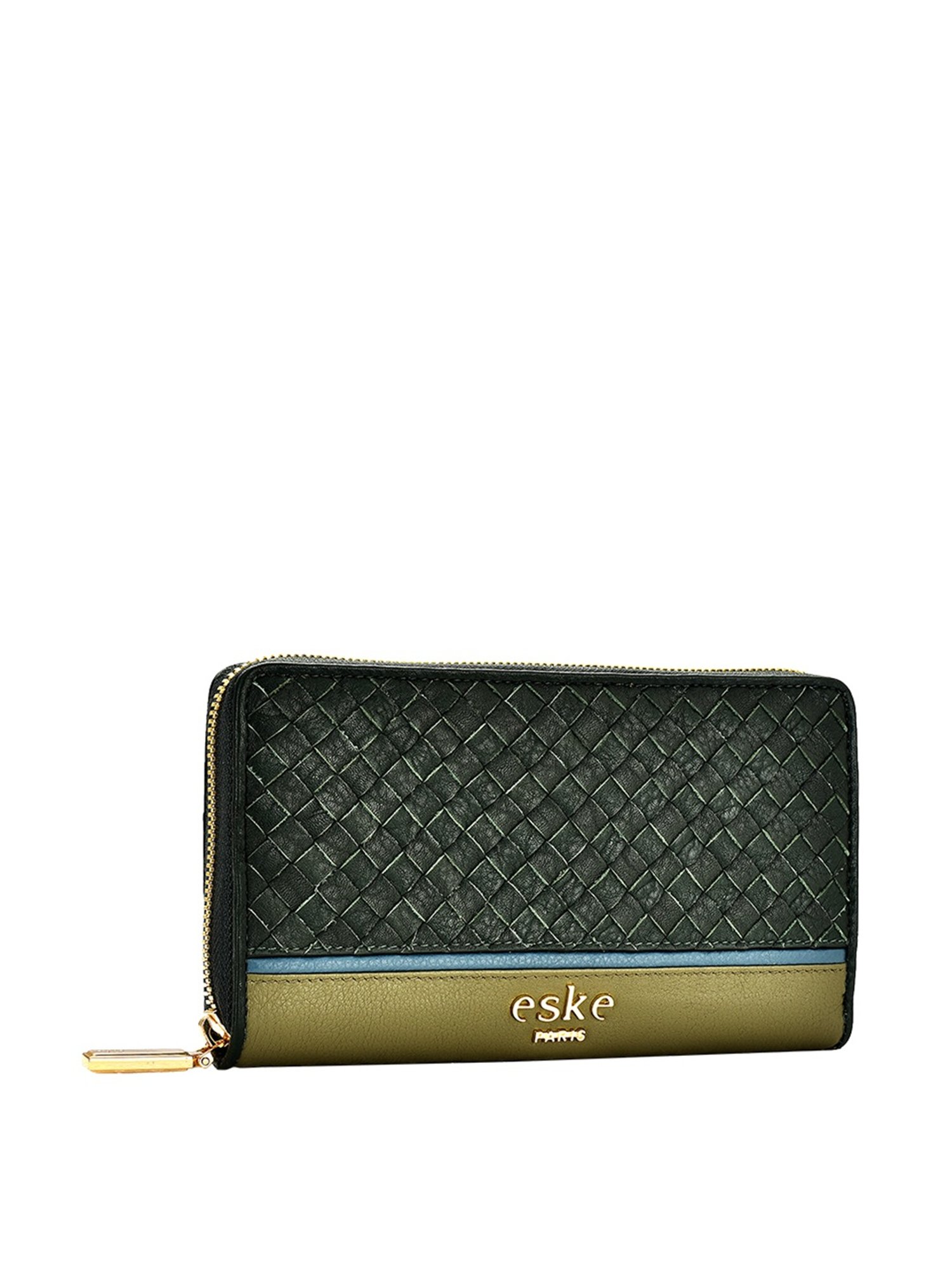 Eske Piya Green Cut Work Zip Around Wallet for Women