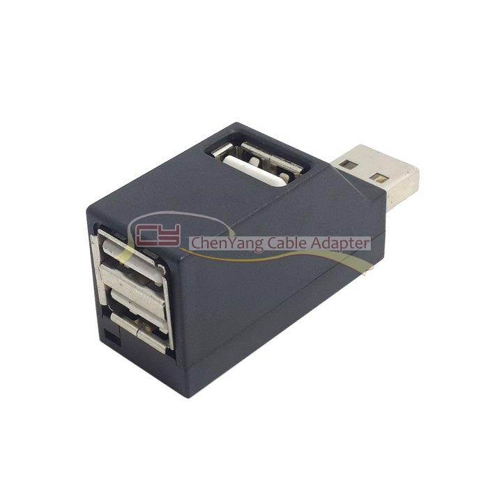 Black Vertical Type USB 2.0 3 Ports Hub Bus power For Laptop Macbook Notebook PC