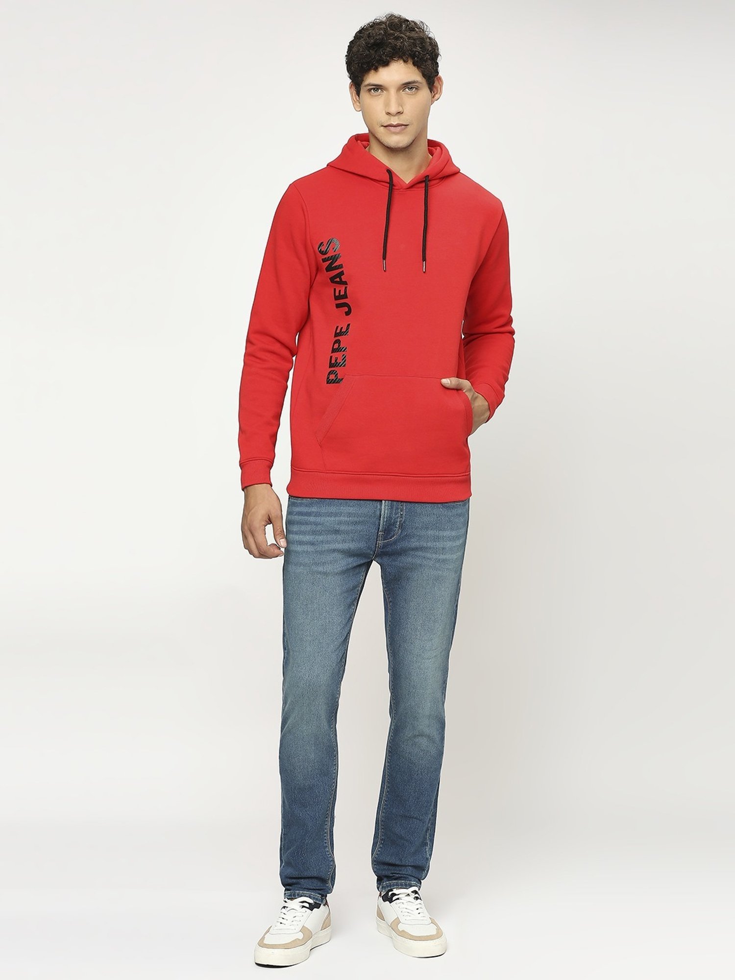 Pepe Jeans Classic Red Regular Fit Printed Hooded Sweatshirt