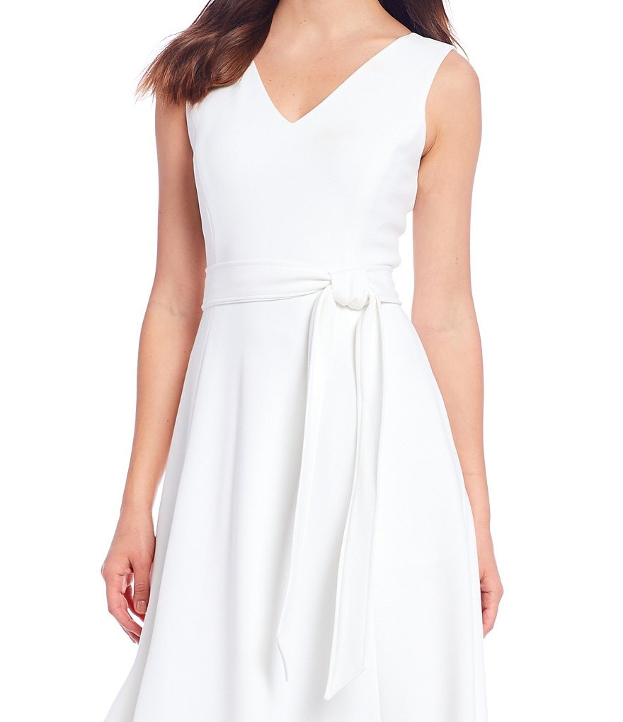 Vince Camuto Halter Bow Neck Sleeveless Midi Dress with Side Seam Pockets