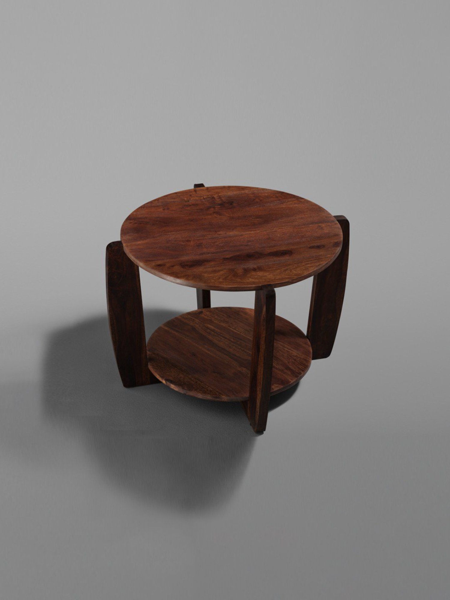 Sleepyhead Stack Brown Sheesham Wood Round Coffee Table with Storage