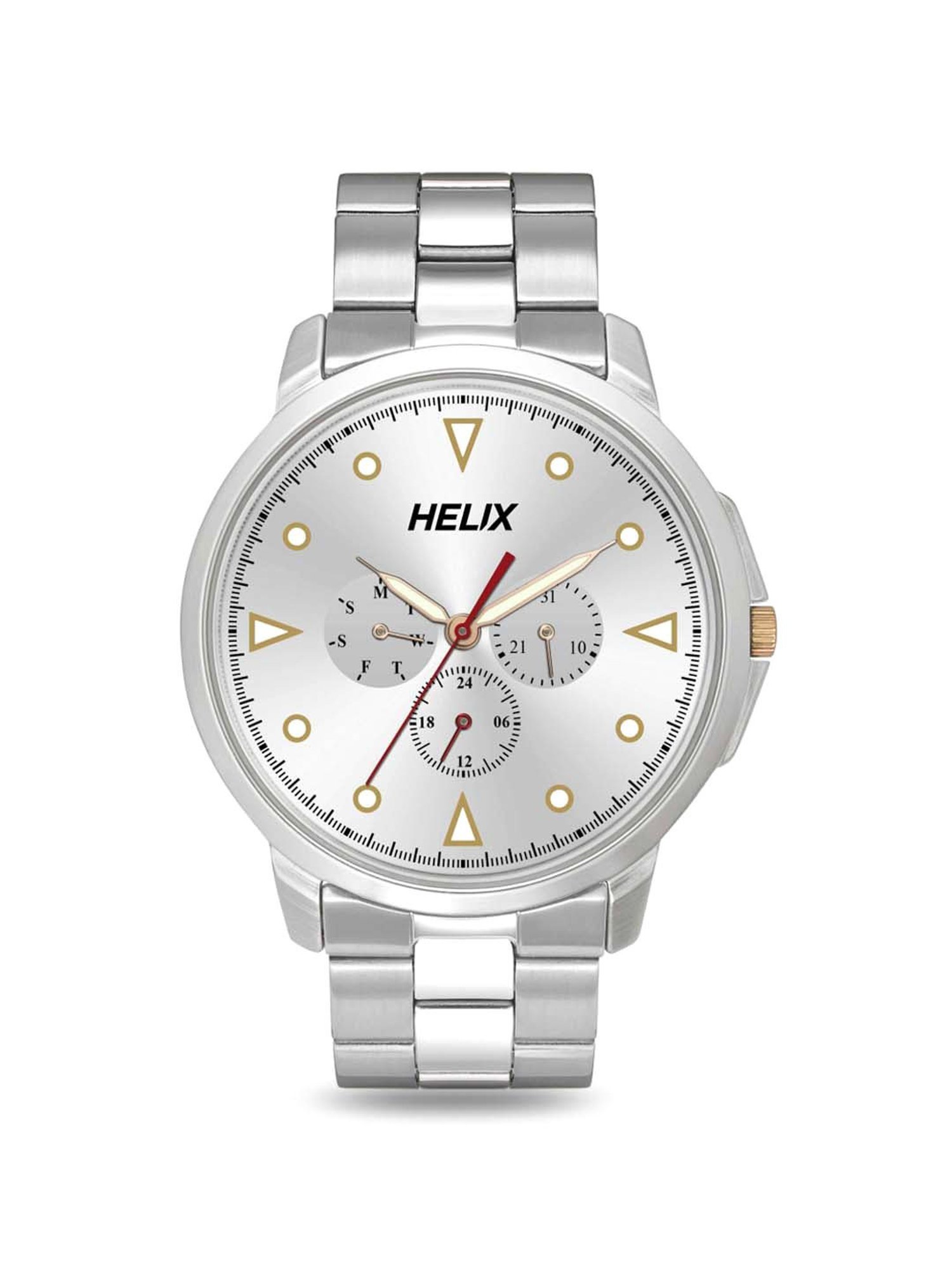 Helix By Timex Silver Round Dial Analog Stainless Steel Men Watch - TW027HG35