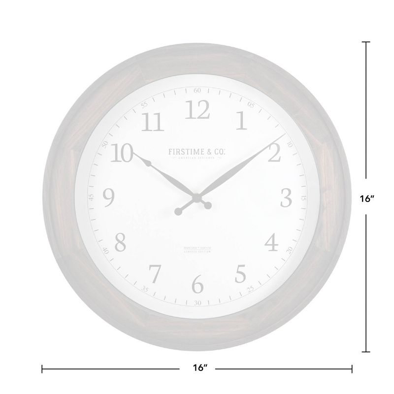 16" Barnes Wall Clock Rustic Brown - FirsTime