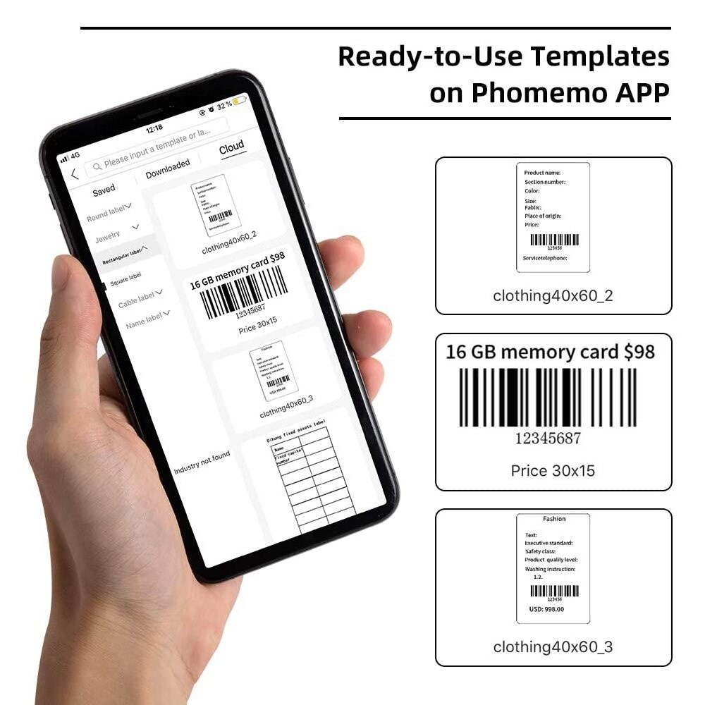 Portable Thermal Sticker Printer for Android for iPhone Wireless Bluetooth Label Maker Machine Barcode Printing